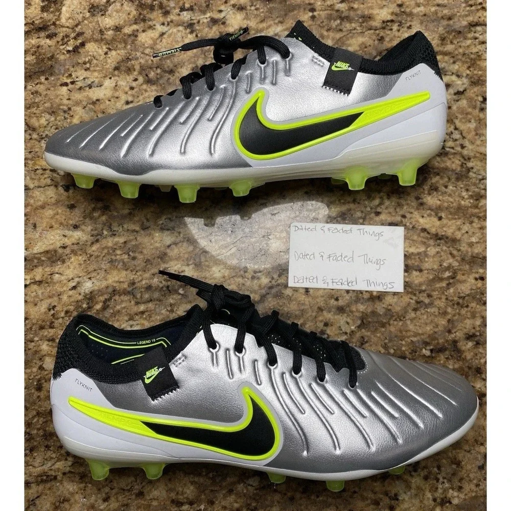 Men Size 9.5 Nike Tiempo Legend 10 Elite AG Pro Soccer Cleats Silver HF4378-002 - Picture 1 of 6